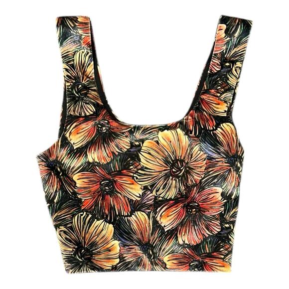 Rosetta Getty Cropped Tank Top Velvet Jersey Floral Design Size XS NWT 495.00 - Picture 1 of 7